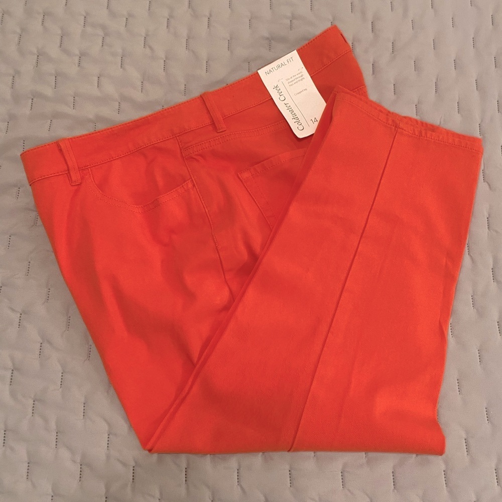 🤩BOGO- Just Bundle -NWT- Coldwater Creek Orange Jean capris size 14 natural fit.